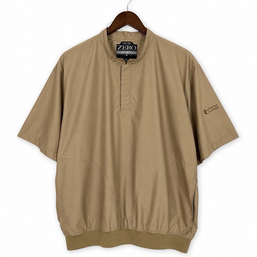 Zero Restriction Mens XL Golf Windshirt Beige Short Sleeve Pullover Anorak